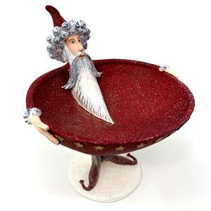 Department 56 Patience Brewster Krinkles Santa Red Speckled Candy Bowl